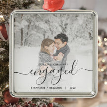 Primeiro Natal noivo Foto Personalizada Cinza Scri