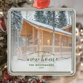 Ornamento De Metal Primeiro Natal Novo Novo Script de Fotografia Pers