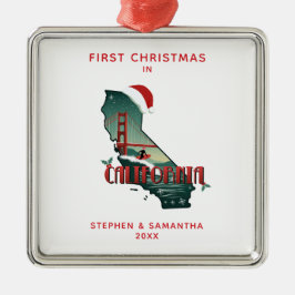 Ornamento De Metal Primeiro Natal Personalizado No Estado Da Califórn