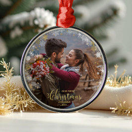 Ornamento De Metal Primeiro Noivado Engajado de Wreath de Natal