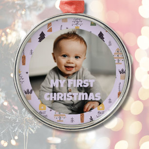 Ornamento De Metal Primeiro presente de Natal personalizado para a fi