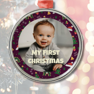 Ornamento De Metal Primeiro presente de Natal personalizado para a fi