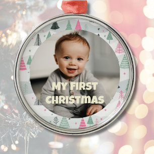 Ornamento De Metal Primeiro presente de Natal personalizado para a fi