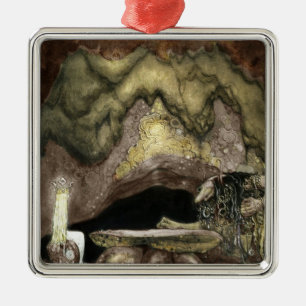 Ornamento De Metal Princesa e troll em uma mesa