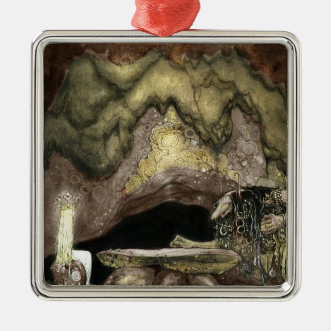 Ornamento De Metal Princesa e Troll numa Mesa (Frente)