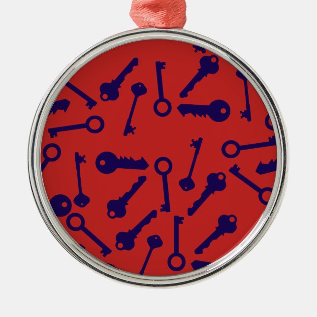 Ornamento De Metal Produto de padrão azul chave (Frente)