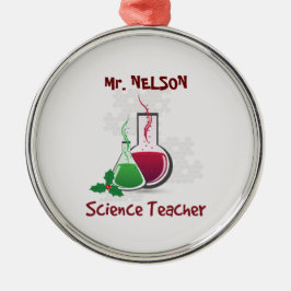 Ornamento De Metal Professor de Ciências, Experiências Feliz Natal