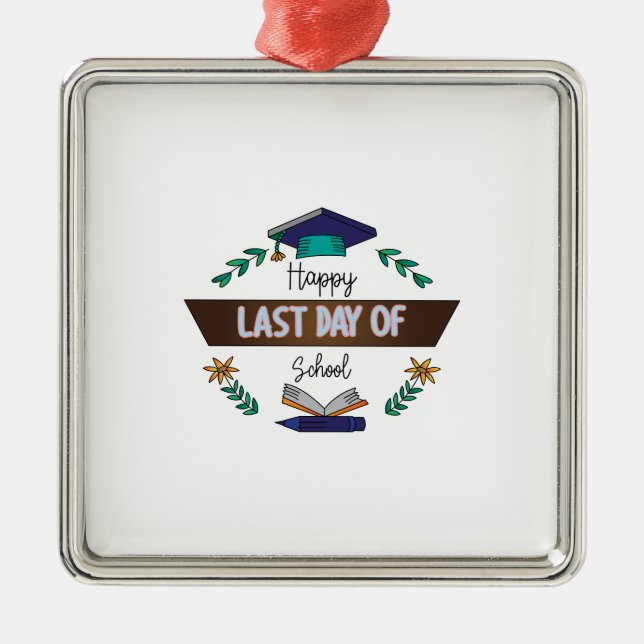 Ornamento De Metal Professor Feliz Dia Passado da Escola (Frente)