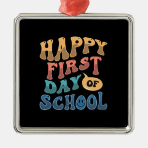 Ornamento De Metal Professor Feliz Primeiro Dia da Escola