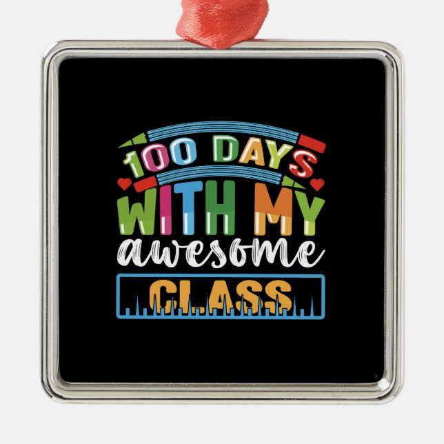 Ornamento De Metal Professora 100 Dias Com Minha Aula Incrível (Frente)