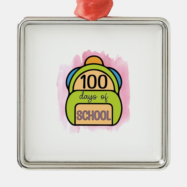 Ornamento De Metal Professora 100 Dias De Escola (Frente)