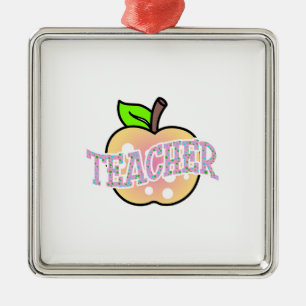 Ornamento De Metal Professora Apple