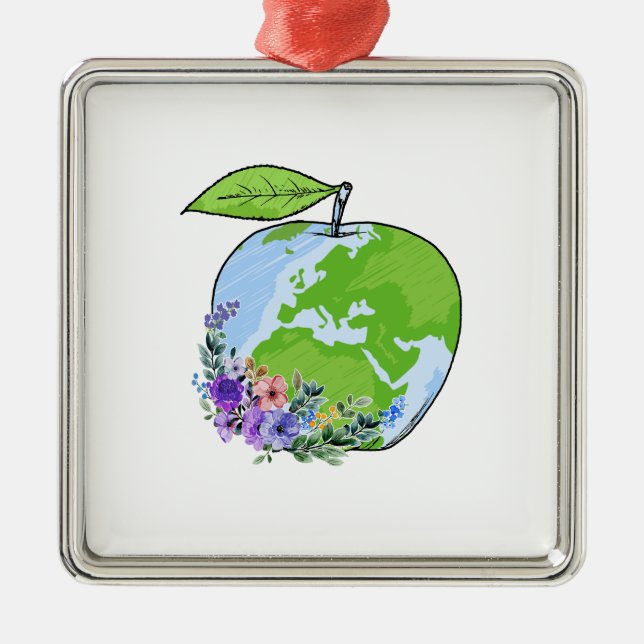 Ornamento De Metal Professora da Apple (Frente)