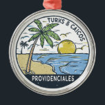 Ornamento De Metal Providenciales Turks e Caicos Vintage<br><div class="desc">Providenciales vetor de arte design. Providenciales,  conhecida localmente como Provo,  é uma ilha no arquipélago Turks e Caicos,  no oceano Atlântico. É tocada por praias leves e suaves,  muitas delas na costa norte.</div>