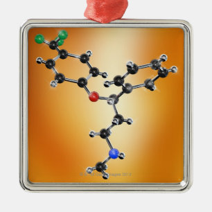 Ornamento De Metal Prozac. Modelo molecular do antidepressivo