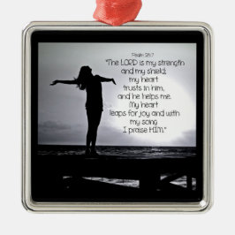 Ornamento De Metal Psalm Lord é a minha Bíblia de força, Cinza negra