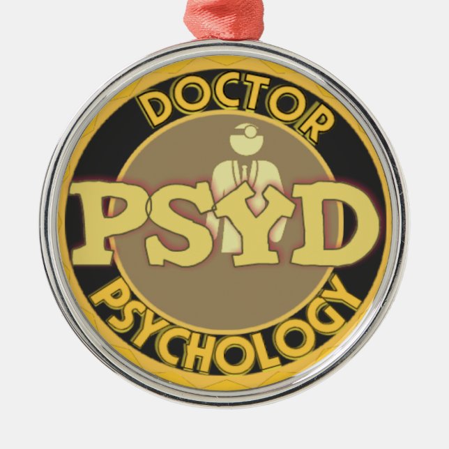 Ornamento De Metal PsyD LOGO DOCTOR DA PSICOLOGIA PSICOLÓGICA (Frente)