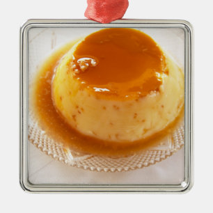 Ornamento De Metal Pudim de creme caramel com caramelo