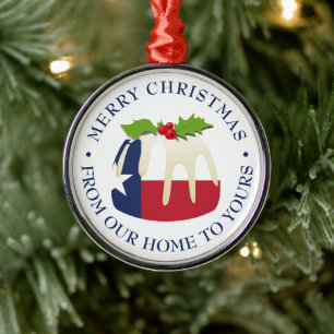 Ornamento De Metal Pudim de Natal TEXAS Personalizado Amigos Vizinhos