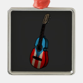 Ornamento De Metal Puerto Rican Flag Cuatro