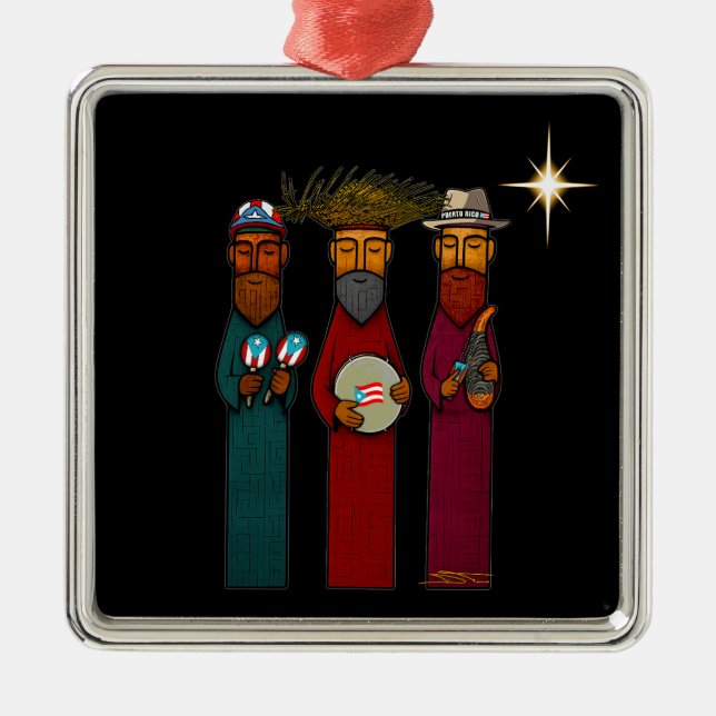 Ornamento De Metal Puerto Rican Three Wise Men – Parranda (Frente)