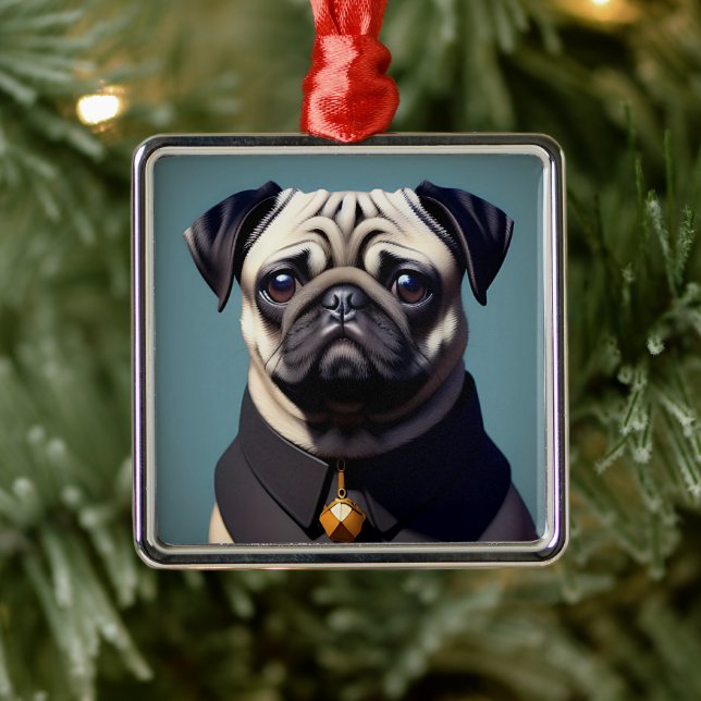 Ornamento De Metal Pug (Árvore)