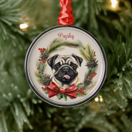 Ornamento De Metal Pug Christmas Pet Memorial Dog Breed