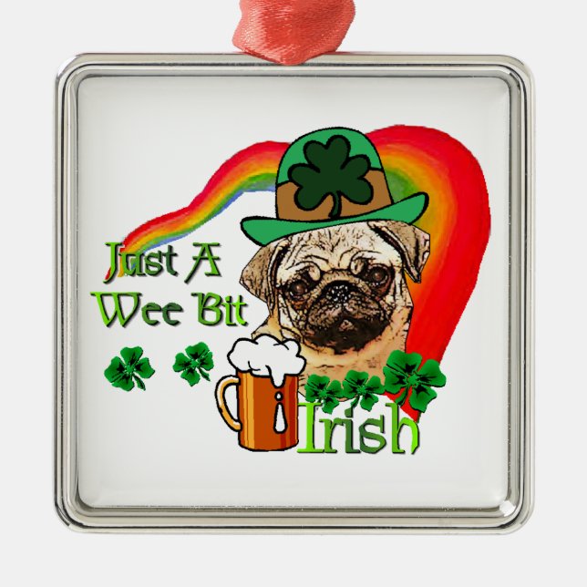 Ornamento De Metal Pug St Patricks (Frente)