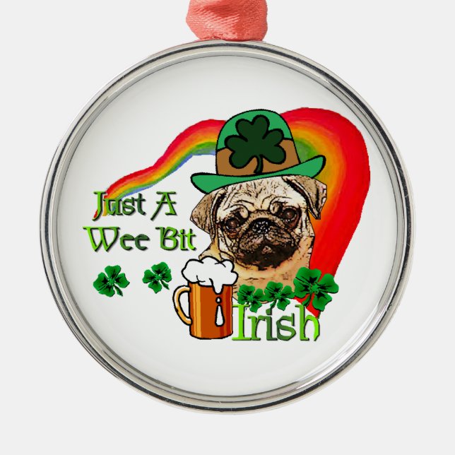 Ornamento De Metal Pug St Patricks (Frente)