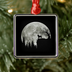 Ornamento De Metal Pug Stand On Mountain Spooky Halloween Moon