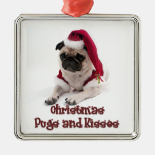 Ornamento De Metal Pugs e beijos do Natal
