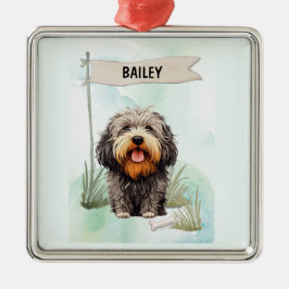 Ornamento De Metal Puli Aquarela Cachorro Personalizado