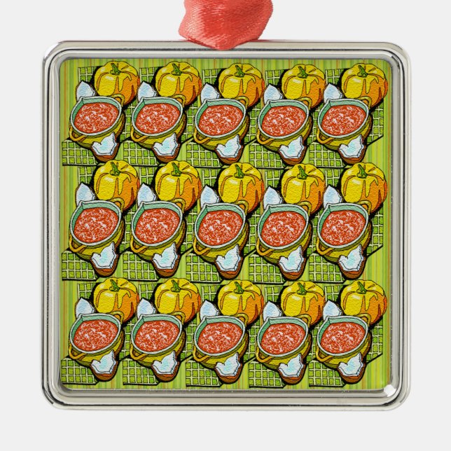Ornamento De Metal Pumpkins, Sopa e Fundo Raspado (Frente)