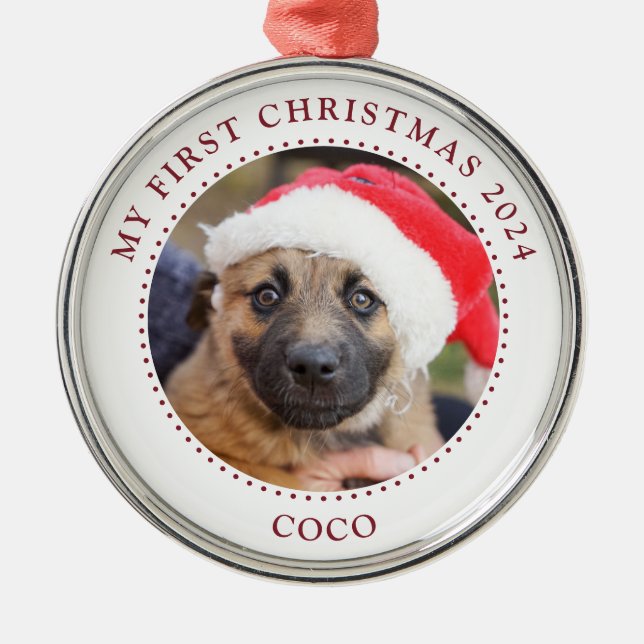 Ornamento De Metal Puppy Dog Photo Christmas Ornament (Frente)