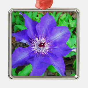 Ornamento De Metal Purple Clematis Flower
