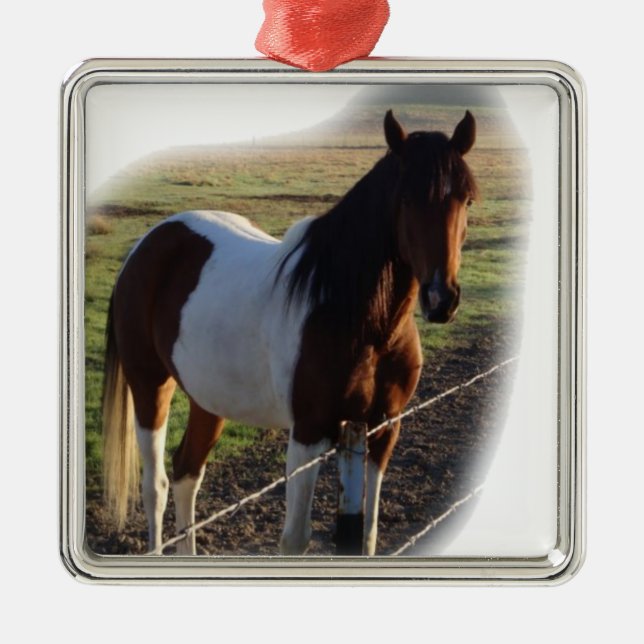 Ornamento de metal quadrado elegante (Frente)