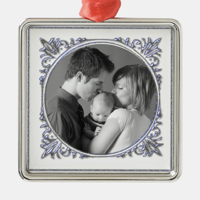 Ornamento De Metal Quadro azul (Frente)