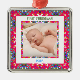 Ornamento De Metal Quadro de Fotografias de Natal Personalizado Feliz