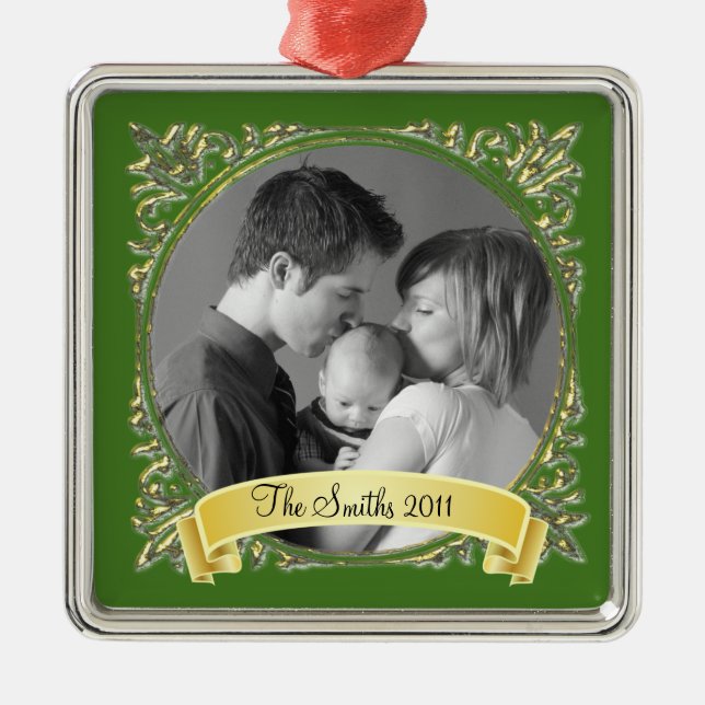 Ornamento De Metal Quadro dourado (Frente)