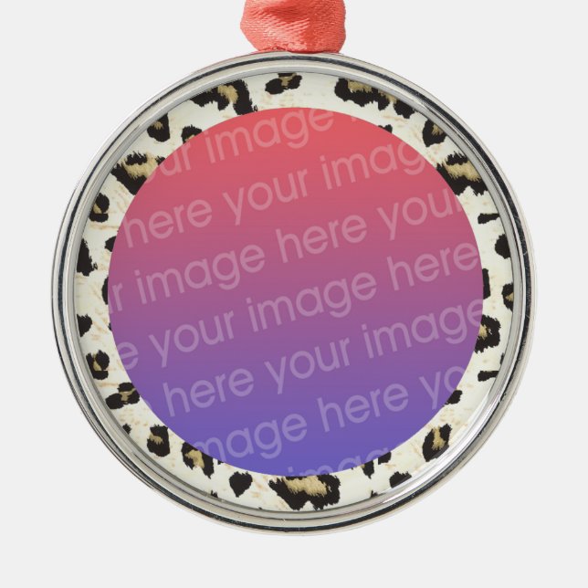 Ornamento De Metal quadro fotográfico de padrão de impressão leopardo (Frente)