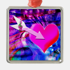 Ornamento De Metal Quando a Seta de Música é direcionada ao coração