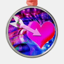 Ornamento De Metal Quando a Seta de Música é direcionada ao coração