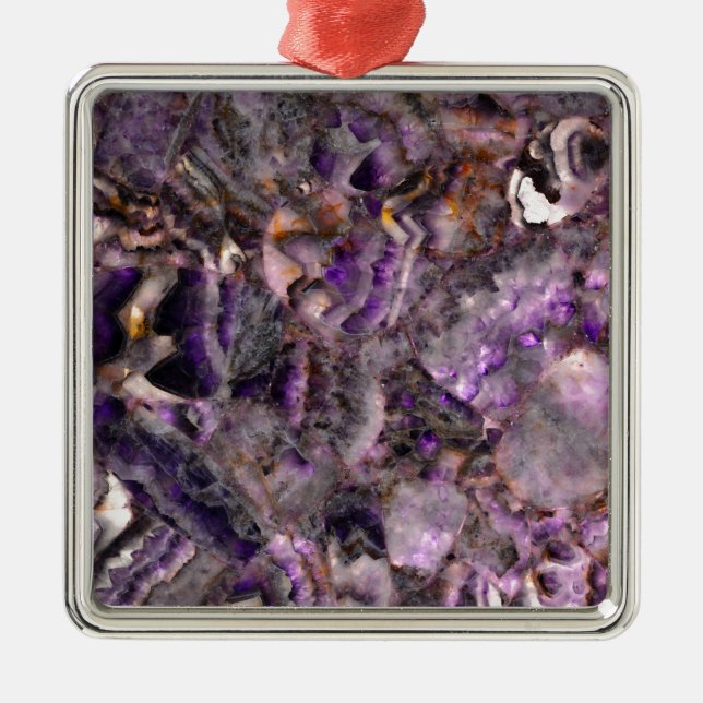 Ornamento De Metal Quartzo ametista roxo abstrato granito mármore  (Frente)