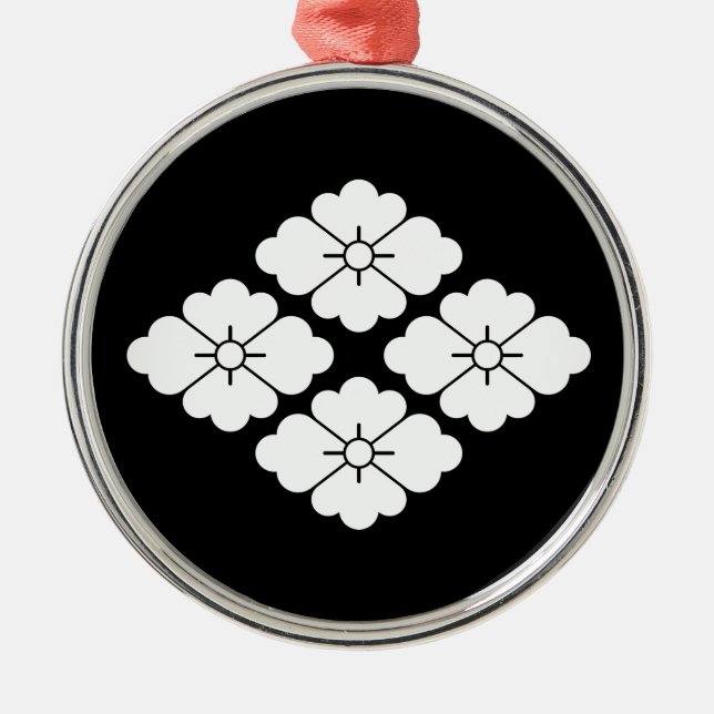 Ornamento De Metal Quatro flores losango (Frente)