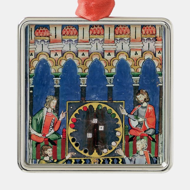 Ornamento De Metal Quatro jogadores árabes da gamão (Frente)