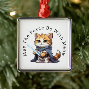 Ornamento De Metal Que A Força Esteja Com Meow
