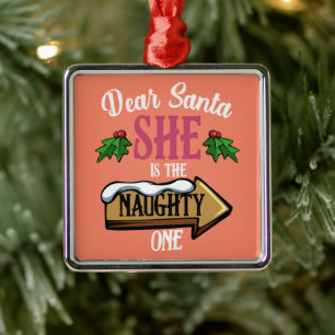 Ornamento De Metal Querido Papai Noel Ela É A Travessa Piadosa Roupas