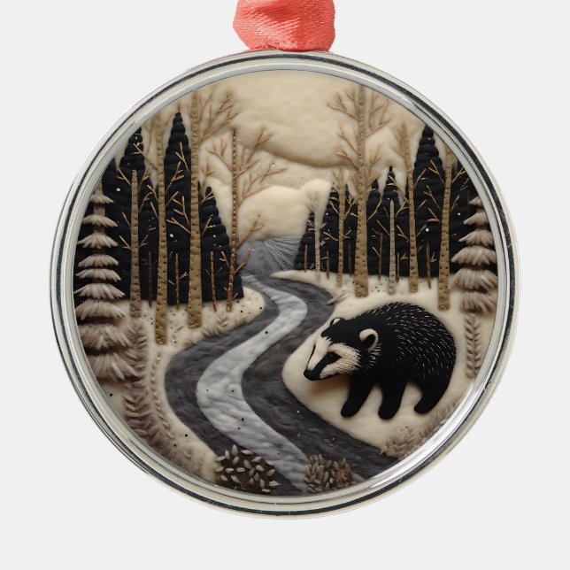 Ornamento De Metal Quirstmas de animais de floresta em 3-D (Frente)