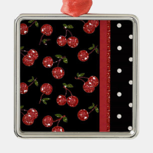 Ornamento De Metal RAB Rockabilly Cerejas Muito Vermelhas Pretas
