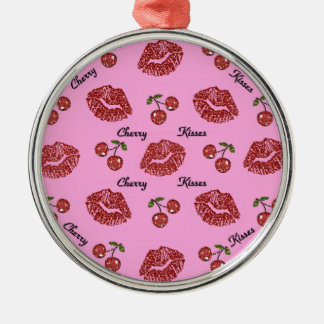 Ornamento De Metal RAB Rockabilly Cherry Kisses a rosa